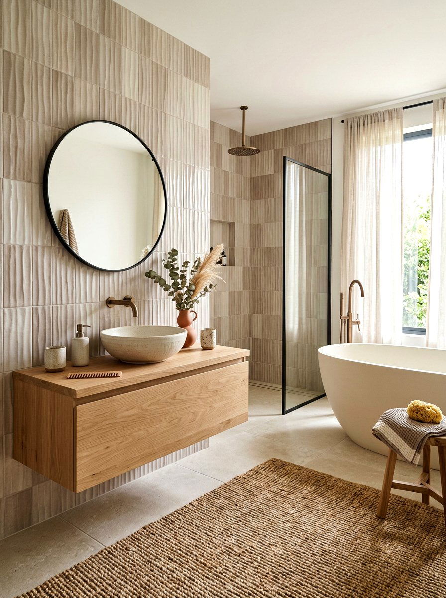 Textured Bathroom - 30 neutral bathroom ideas