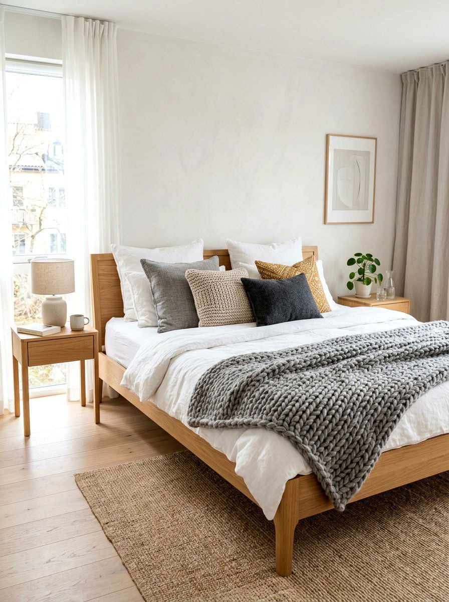 Textured Bedding Arrangement - 30 Scandinavian home ideas