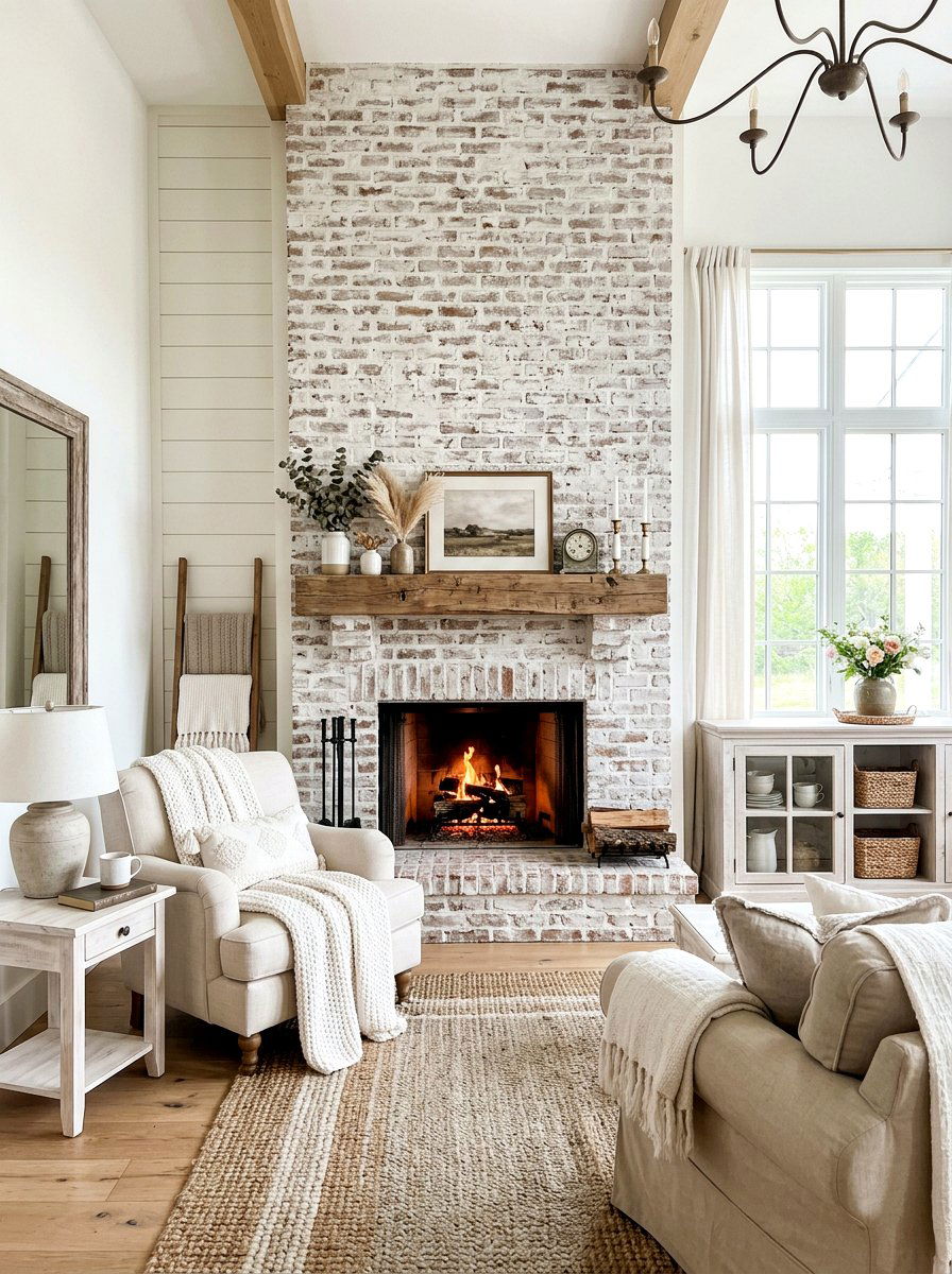 Textured Brick Fireplace - 30 modern fireplace surround ideas