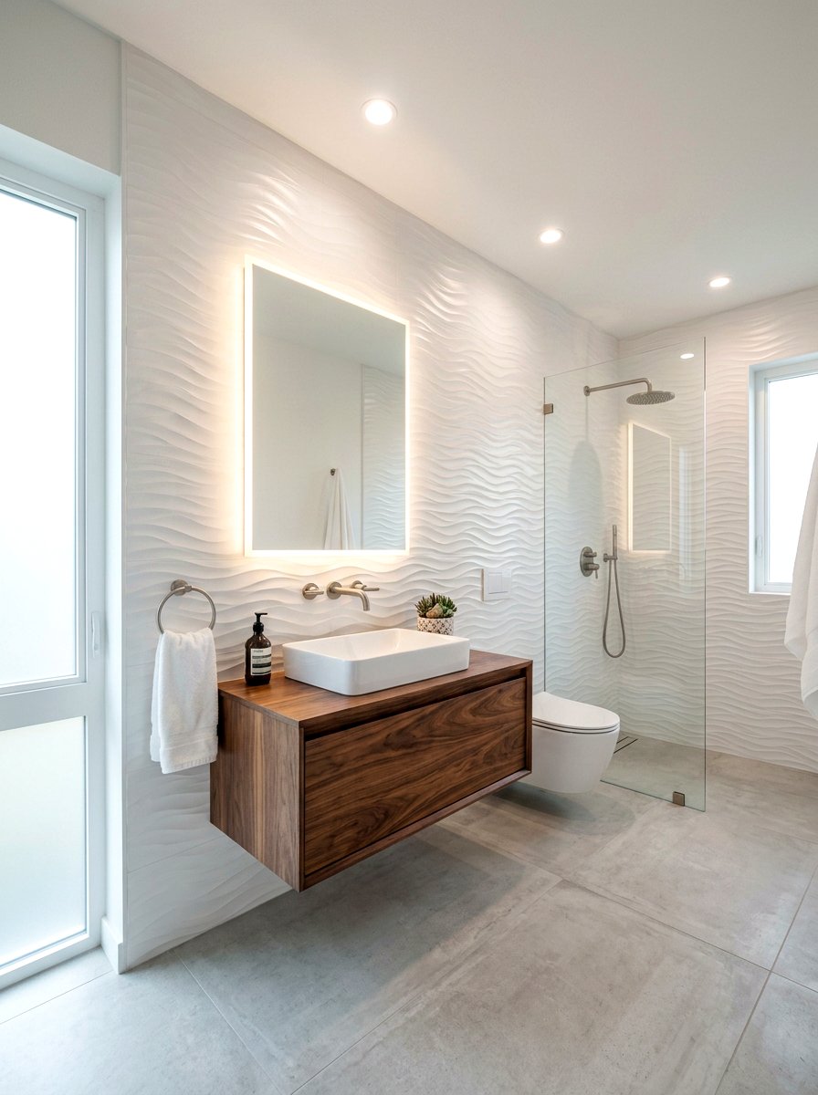 Textured Ceramic Bathroom - 30 floor to ceiling tile bathroom ideas