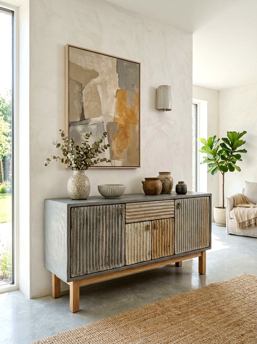 Textured Ceramic Sideboard - 30 sideboard decor ideas