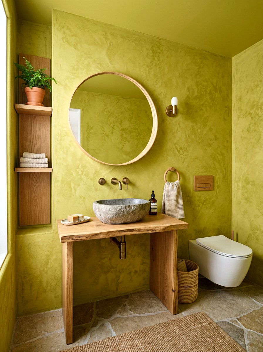 Textured Chartreuse Paint - 30 chartreuse powder room ideas