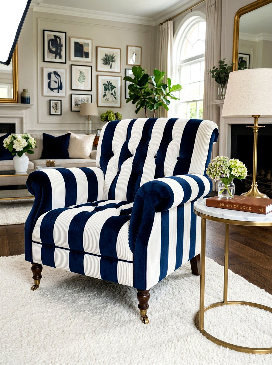Textured Circus Stripe Upholstery - 30 circus stripe living room ideas