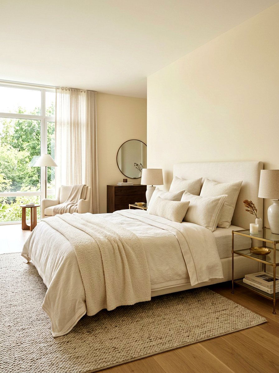 Textured Cream Bedding - 30 layered bed styling ideas