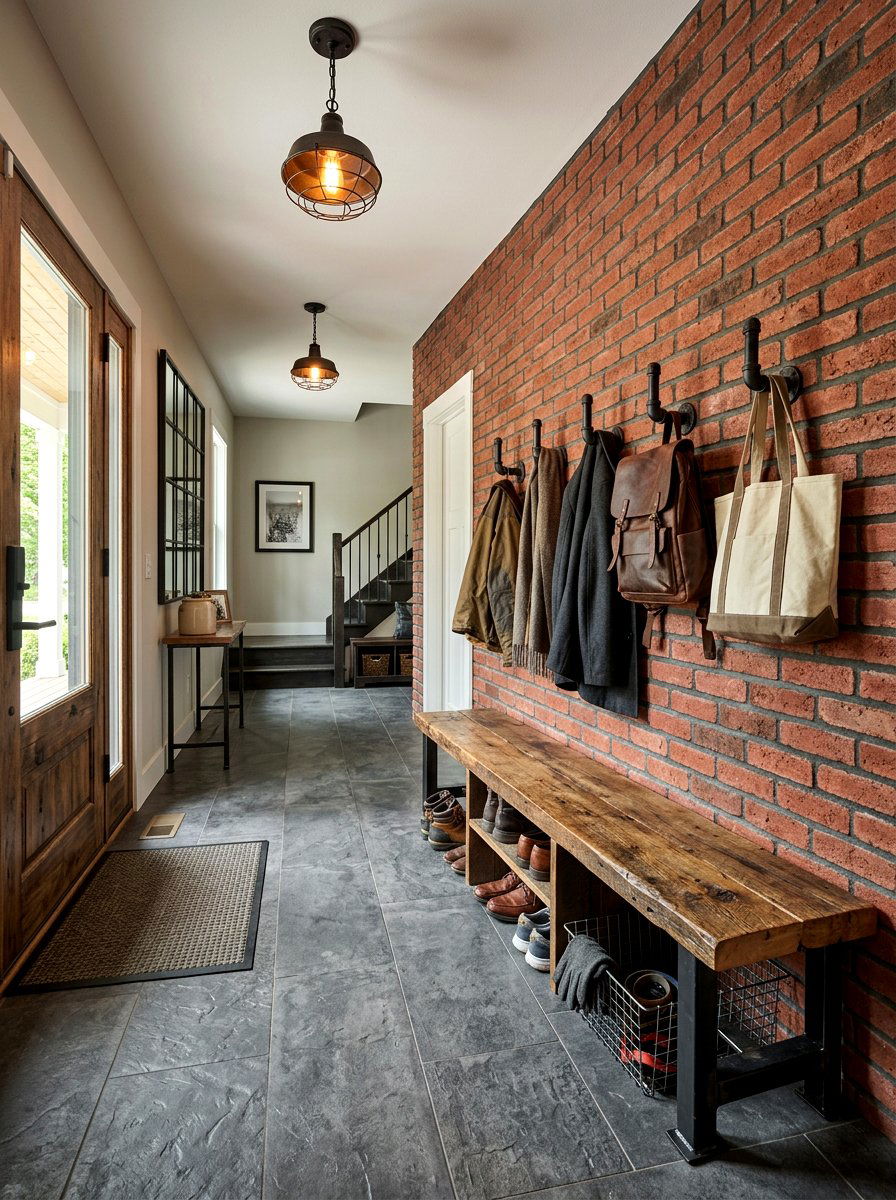 Textured Faux Brick Mudroom Wallpaper - 30 mudroom wallpaper ideas