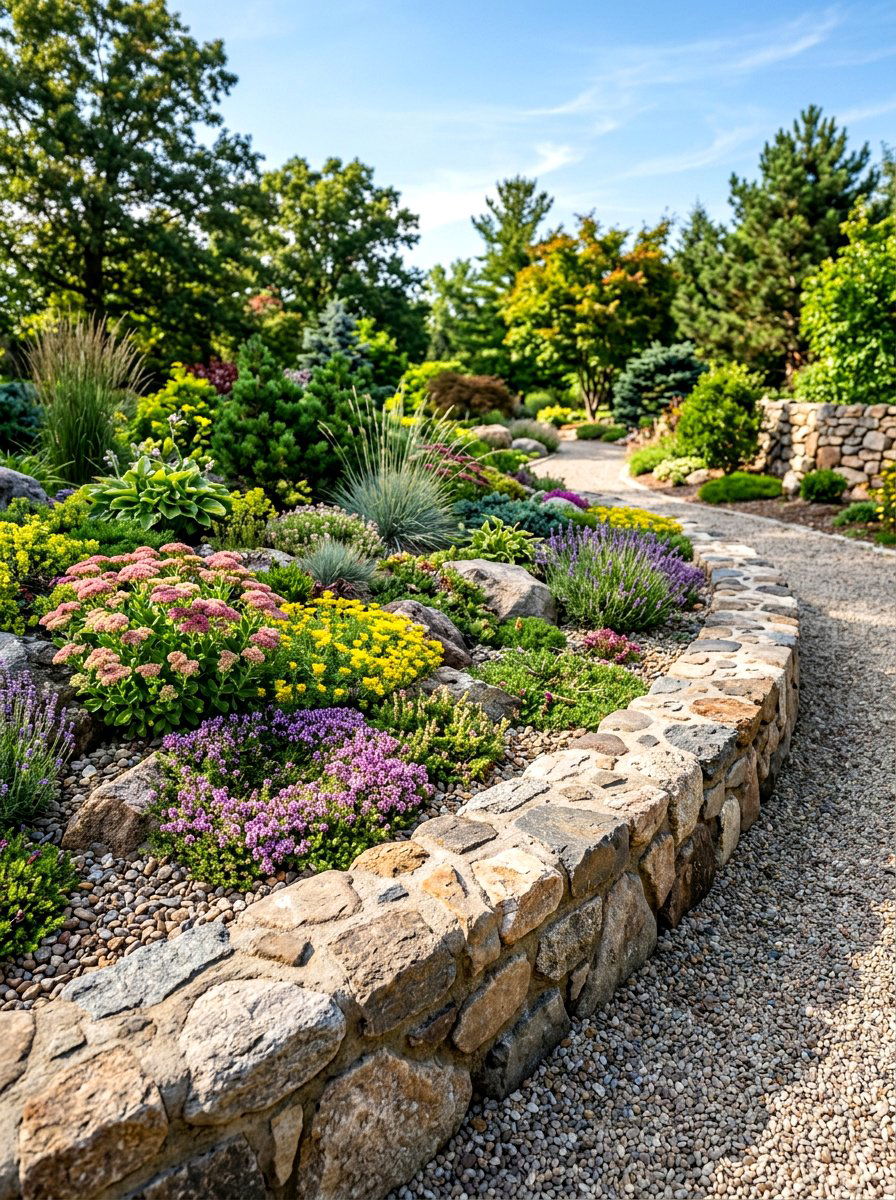 Textured Fieldstone Concrete - 30 concrete garden border ideas