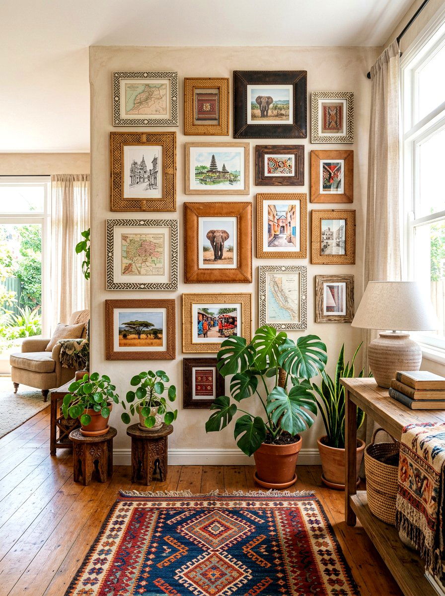Textured Frame Wall - 30 eclectic frame wall ideas