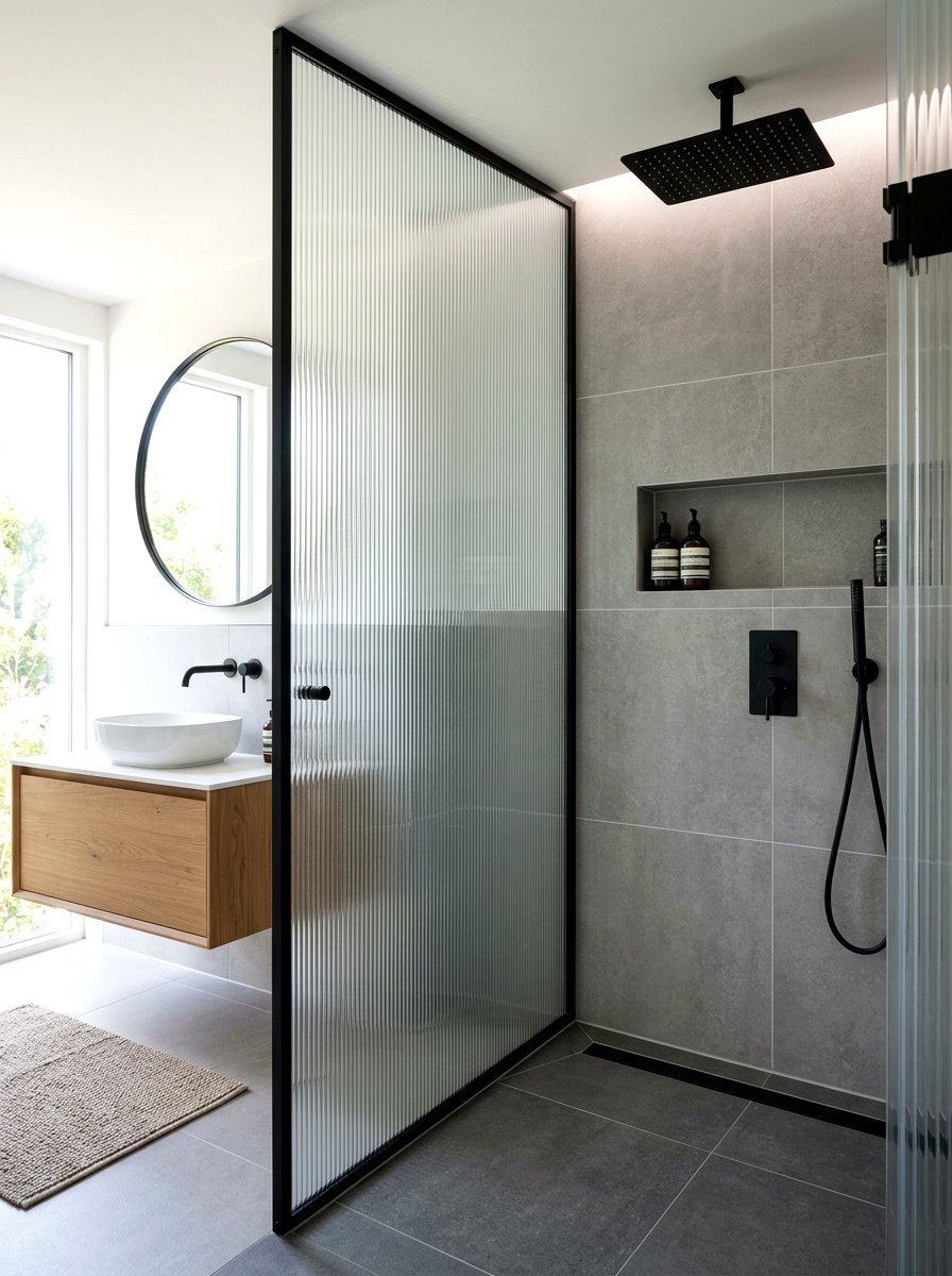 Textured Glass Partition - 30 sensory bathroom ideas