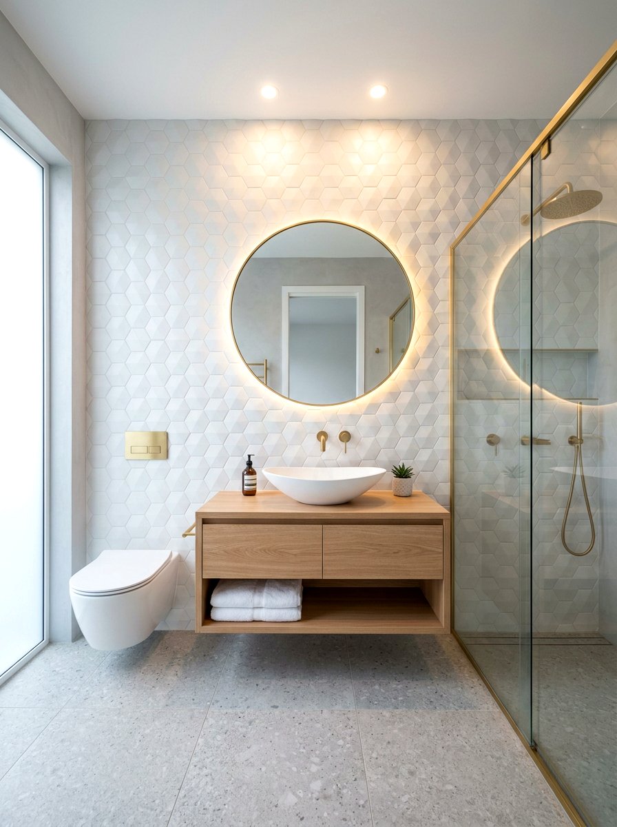 Textured Hex Tile Bathroom - 30 hex tile bathroom ideas
