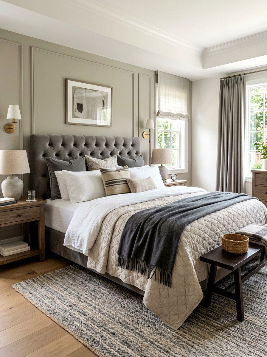 Textured Layered Bedroom - 30 cozy winter bedroom ideas