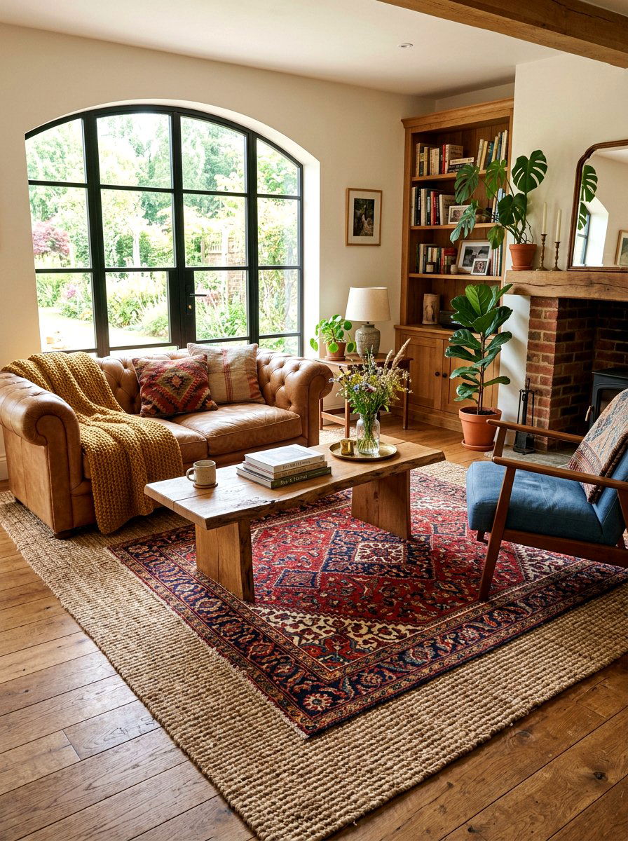 Textured Layered Rugs - 30 eclectic home decor ideas