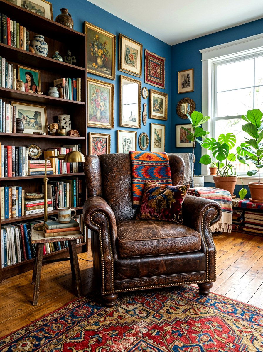 Textured Leather Chair Eclectic Space - 30 leather accent chair ideas