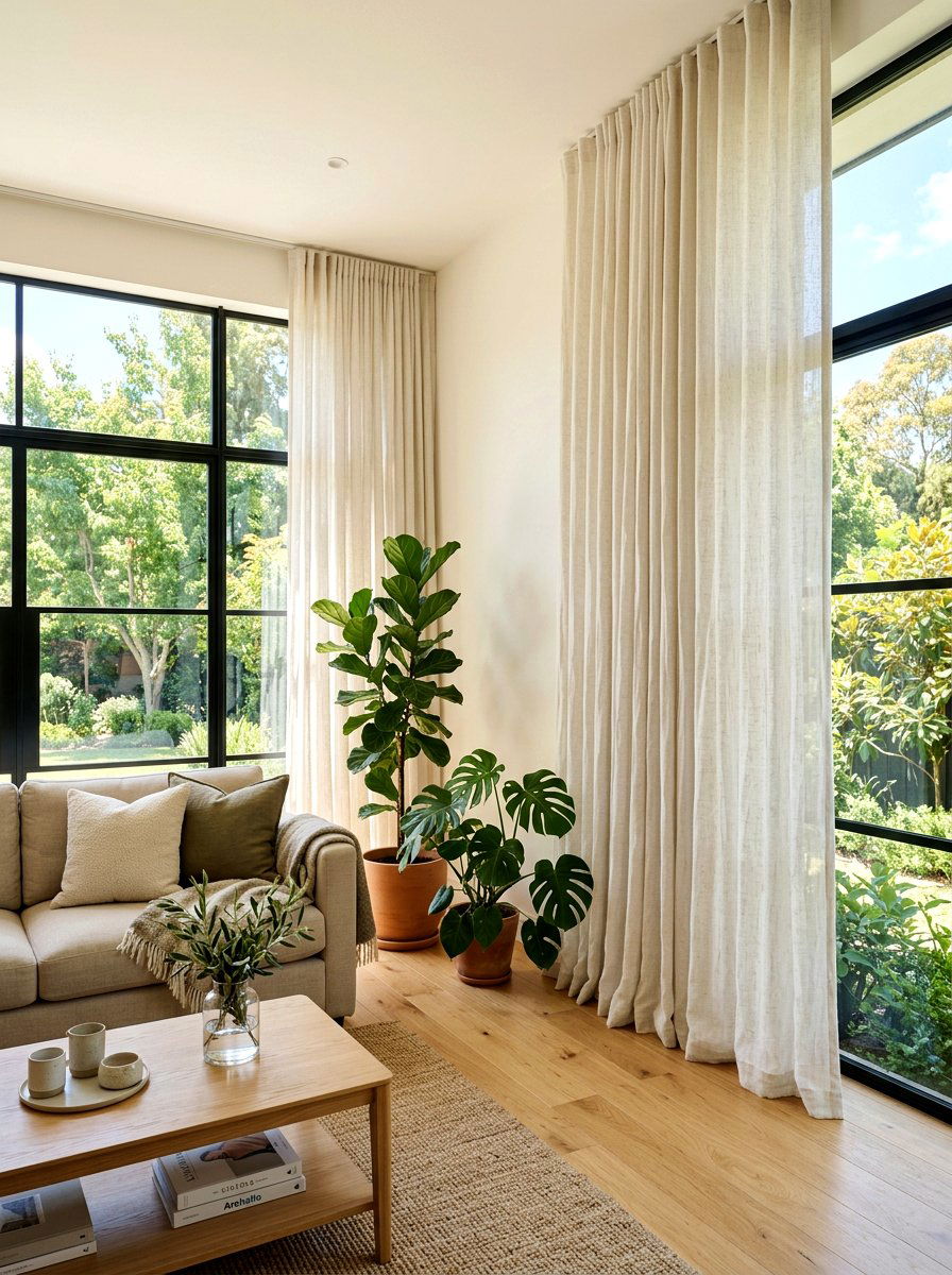 Textured Linen Curtains - 30 California casual living room ideas