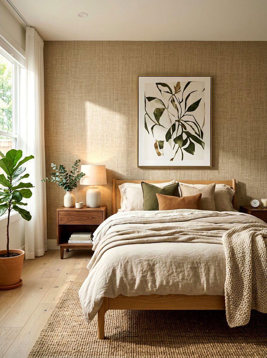 Textured Linen Wallpaper - 30 linen decor ideas