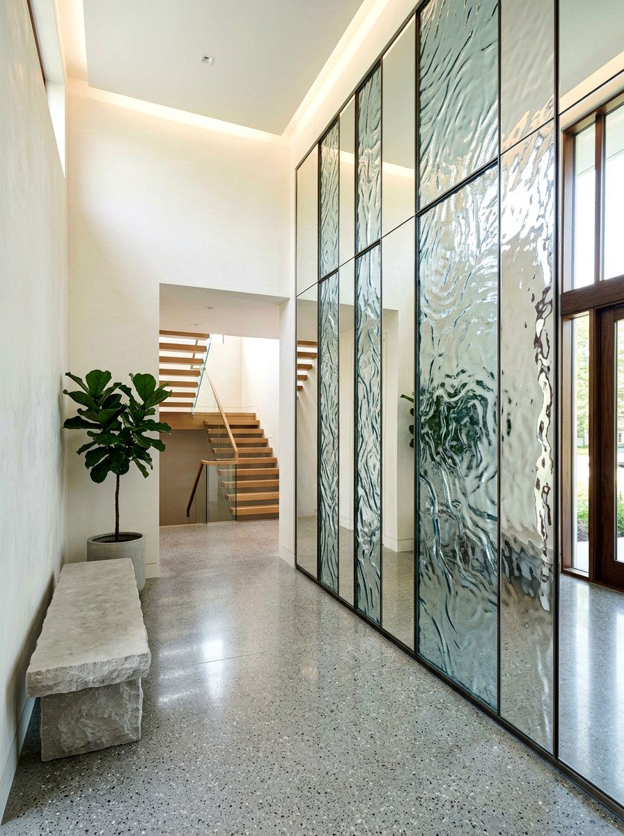 Textured Mirror Foyer Surface - 30 mirror wrapped foyer ideas
