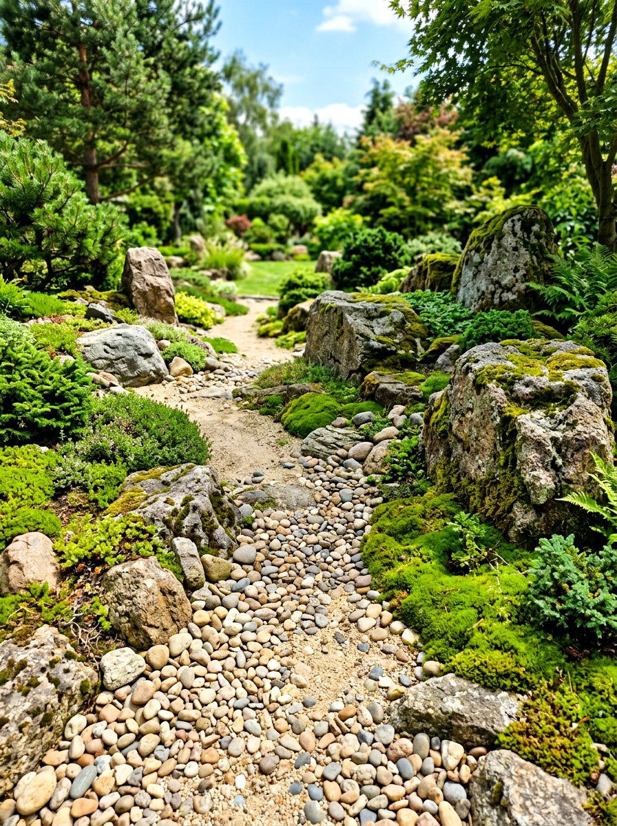 Textured Mixed Stone Garden - 30 gravel garden ideas