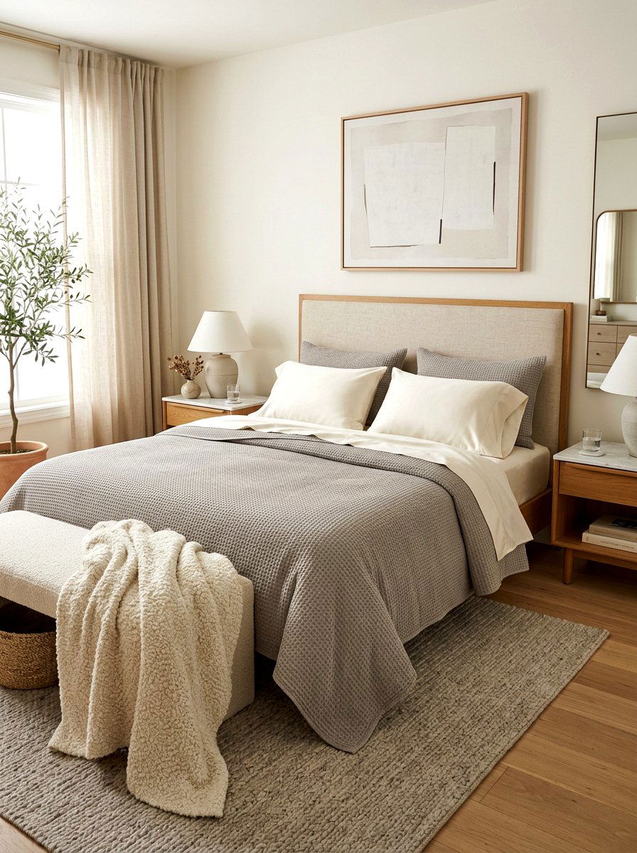Textured Neutral Bedding - 30 bedscape styling ideas