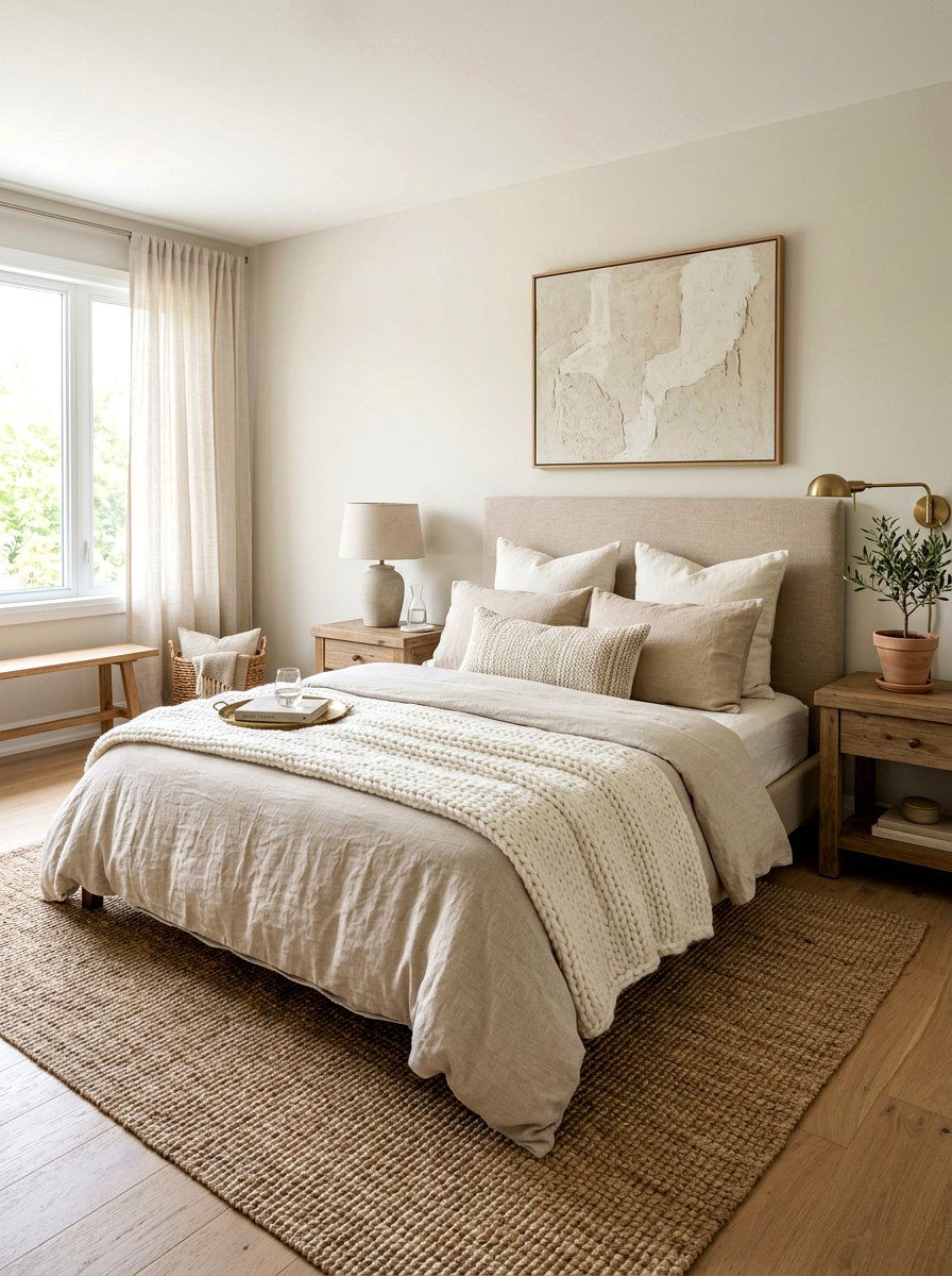 Textured Neutral Bedroom - 30 European bed styling ideas
