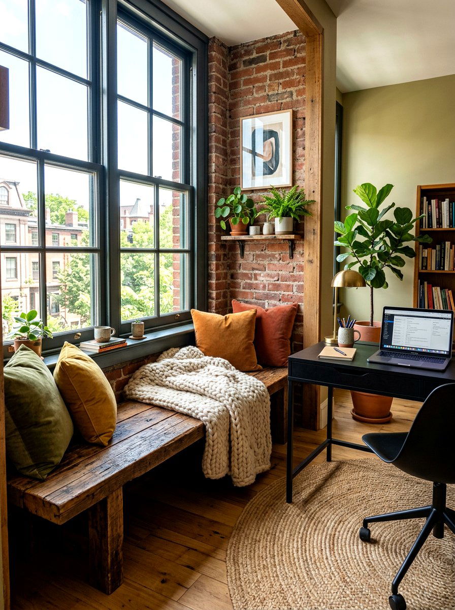 Textured Office Window Nook Design - 30 office window seat ideas