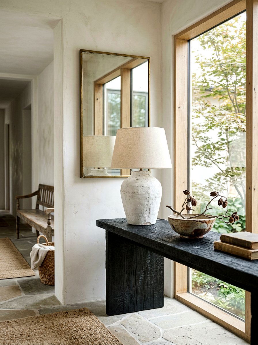 Textured Plaster Lamp - 30 console table lamp ideas