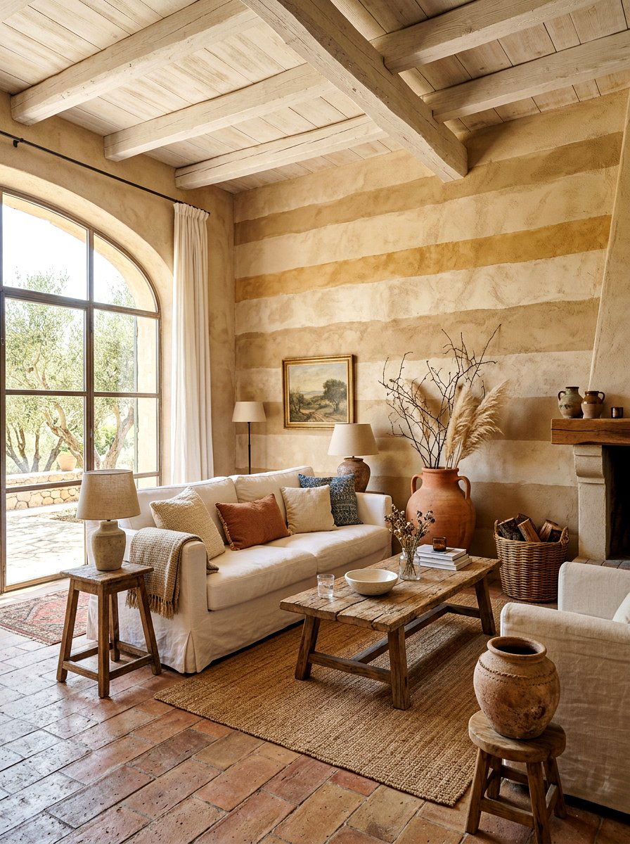 Textured Plaster Striped - 30 striped wall ideas