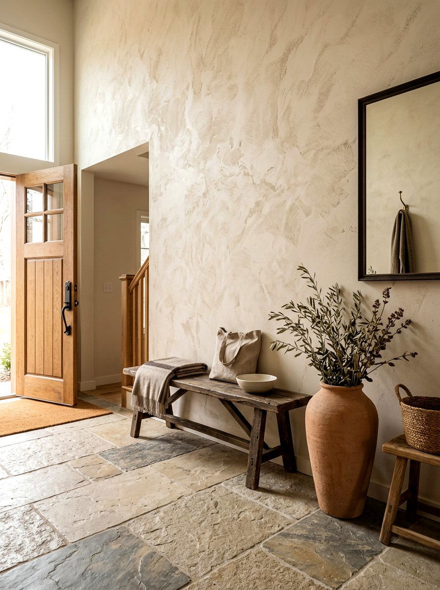 Textured Plaster Wall - 30 foyer accent wall ideas