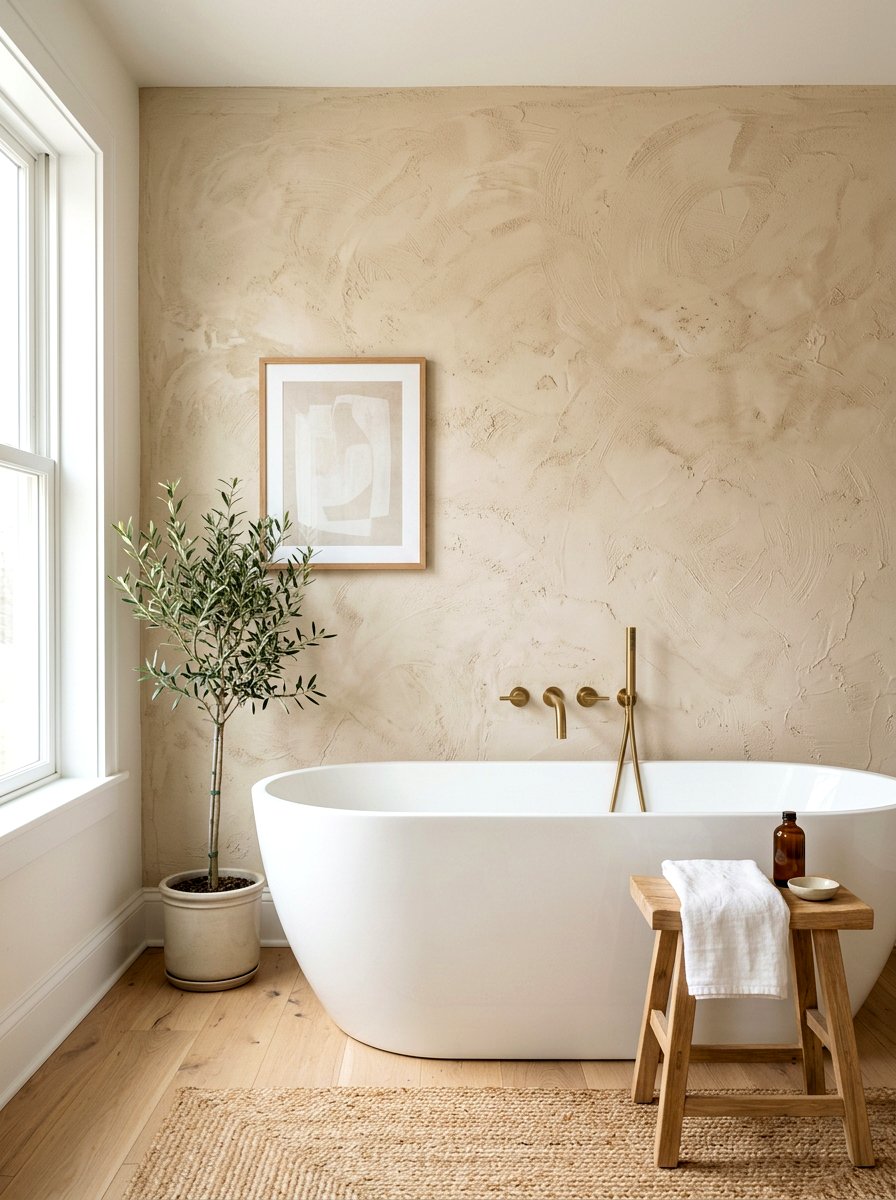 Textured Plaster Wall - 30 spa bathroom ideas