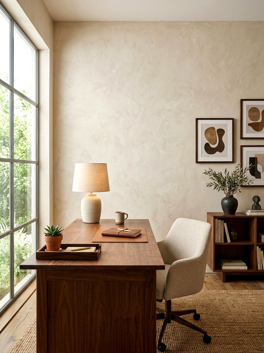 Textured Plaster Wall - 30 video call office ideas