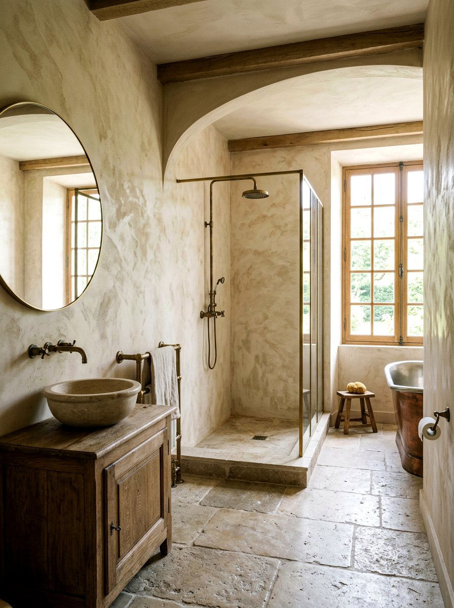 Textured Plaster Wall Bathroom - 30 Mediterranean bathroom ideas
