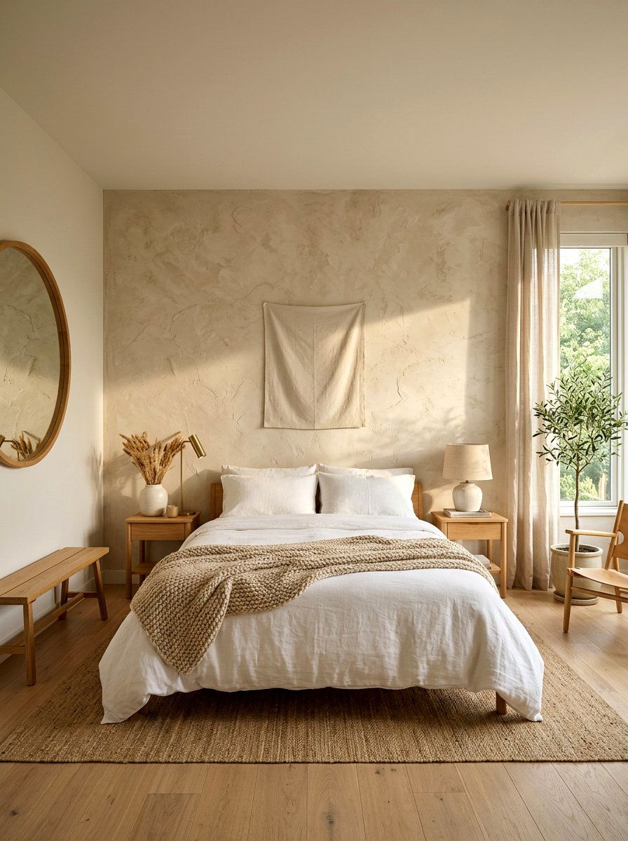 Textured Plaster Wall - 30 calming bedroom ideas