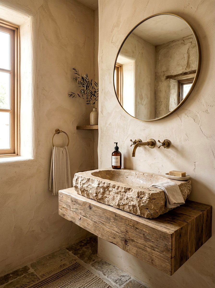Textured Plaster Walls Bathroom - 30 guest powder room decor ideas