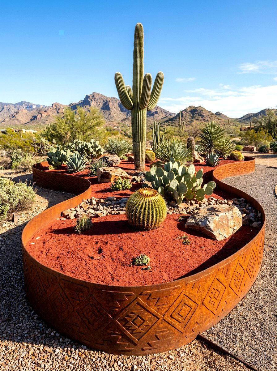 Textured Steel Landscape Edging - 30 metal landscape edging ideas