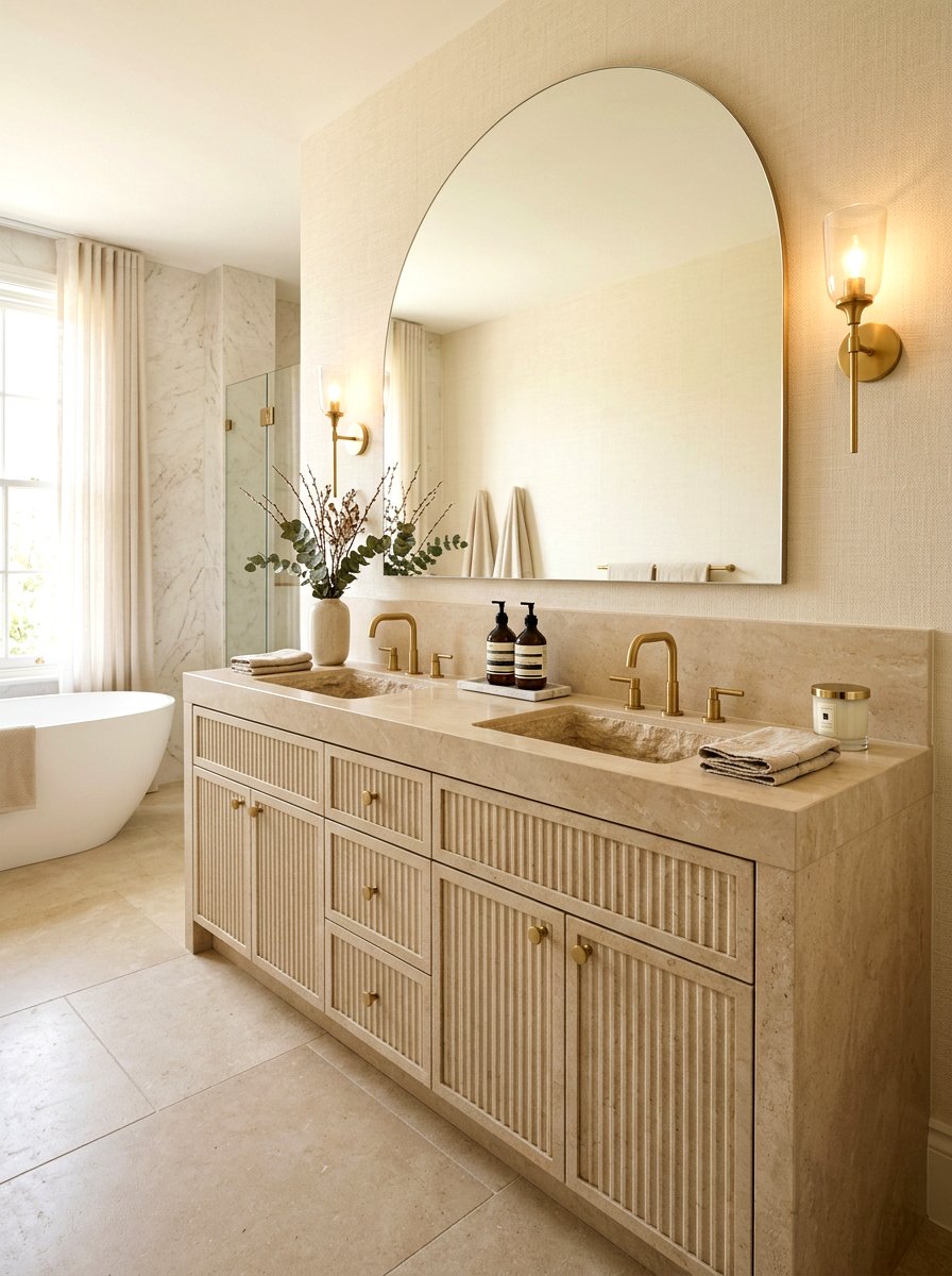 Textured Stone Vanity - 30 integrated vanity sink ideas