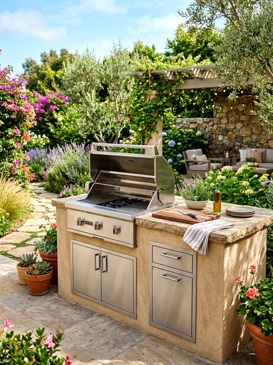 Textured Stucco Outdoor Barbecue - 30 textured stucco backyard ideas