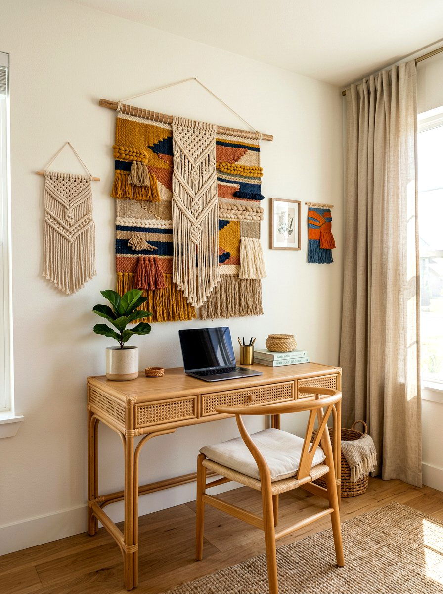 Textured Textile Wall Hanging - 30 art wall office ideas