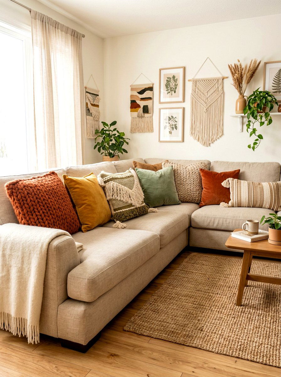 Textured Throw Pillows - 30 Pinterest apartment decor ideas