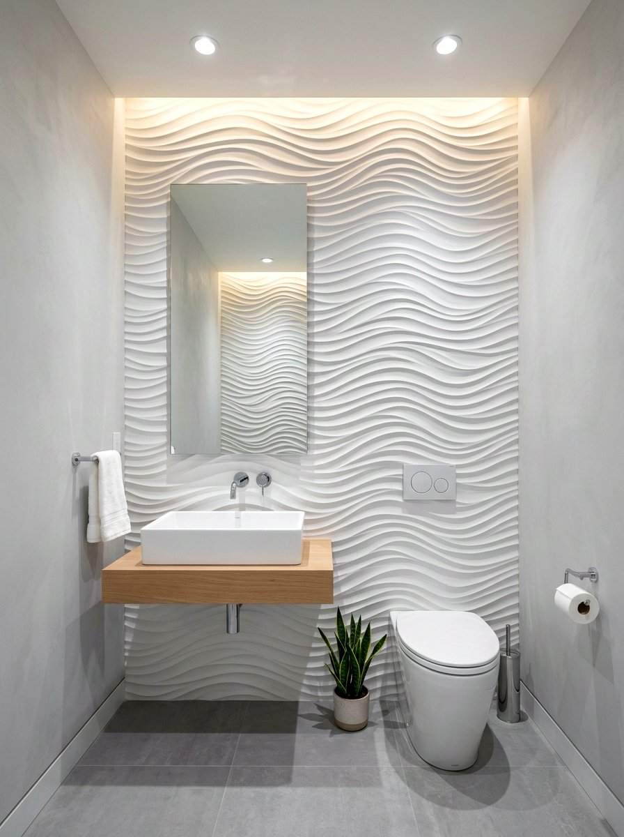Textured Tile Powder Room - 30 opulent powder room ideas