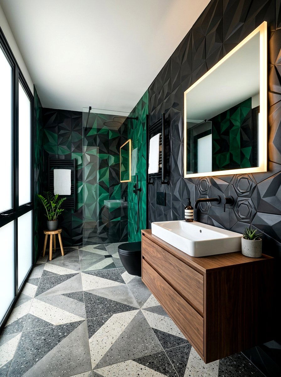 Textured Tile Wall Faucet - 30 wall mounted faucet bathroom ideas
