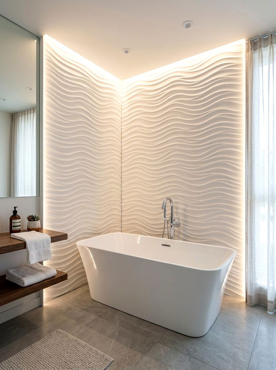 Textured Wall Corner Tub - 30 freestanding tub corner ideas