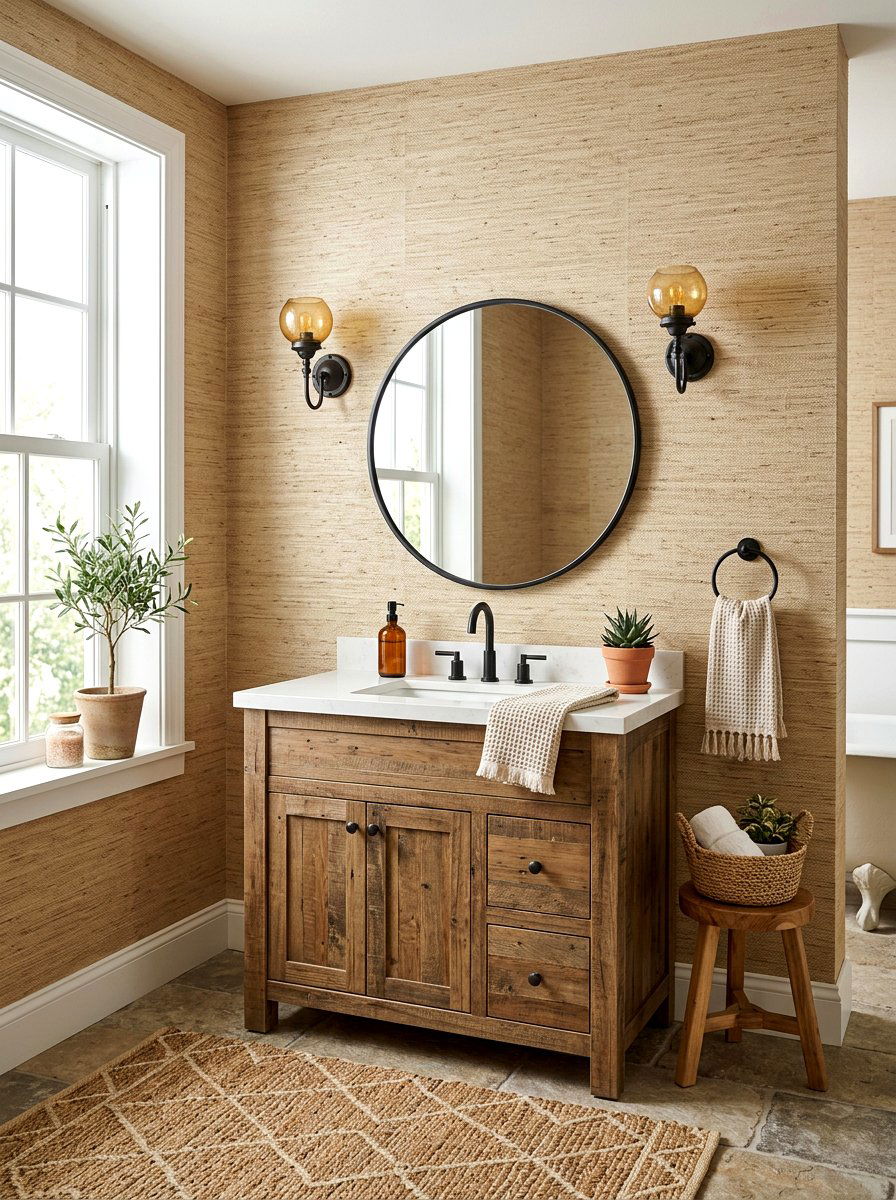 Textured Wall Cover - 30 jewel box bath ideas
