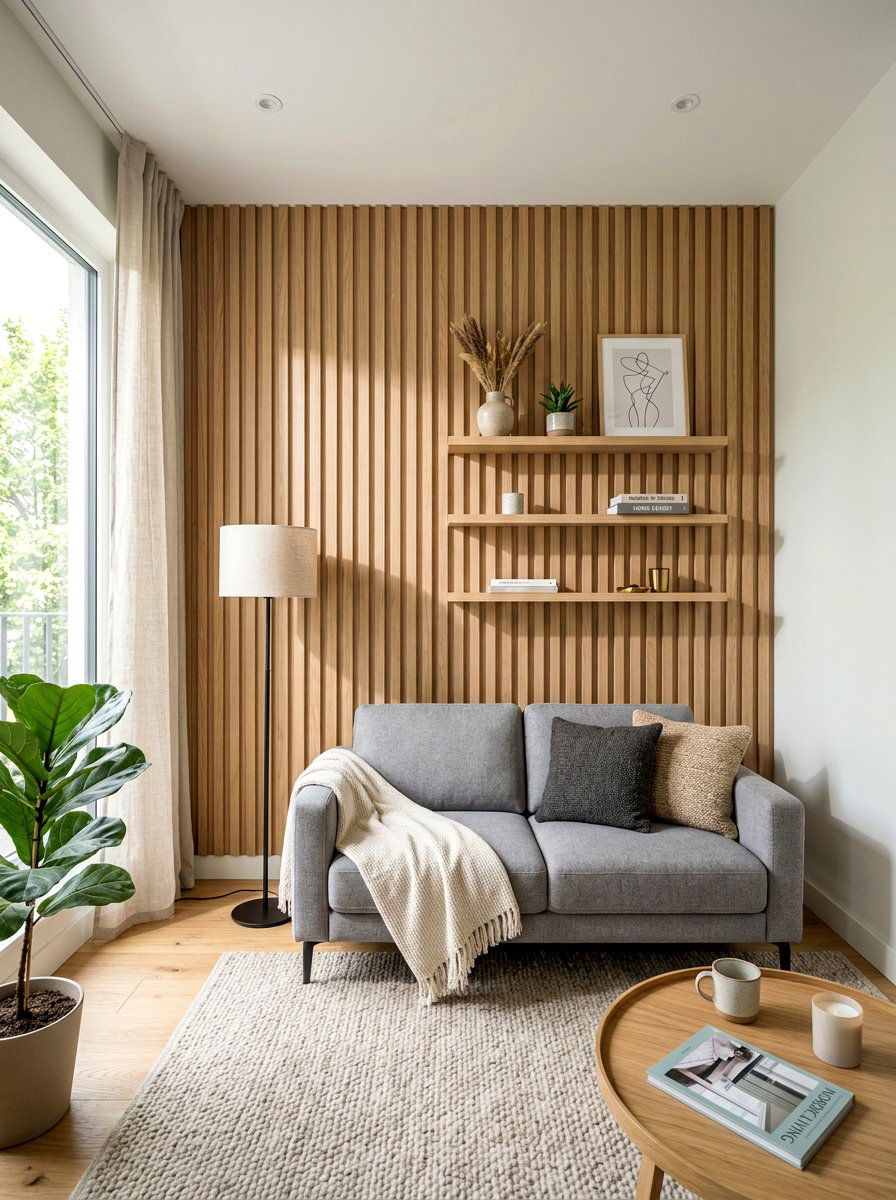 Textured Wall Panel - 30 small apartment living room ideas