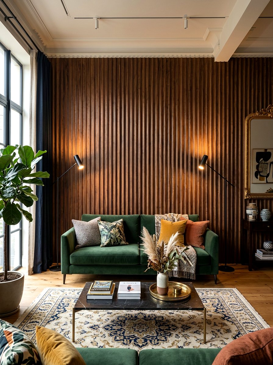 Textured Wall Paneling - 30 anti minimal living room ideas