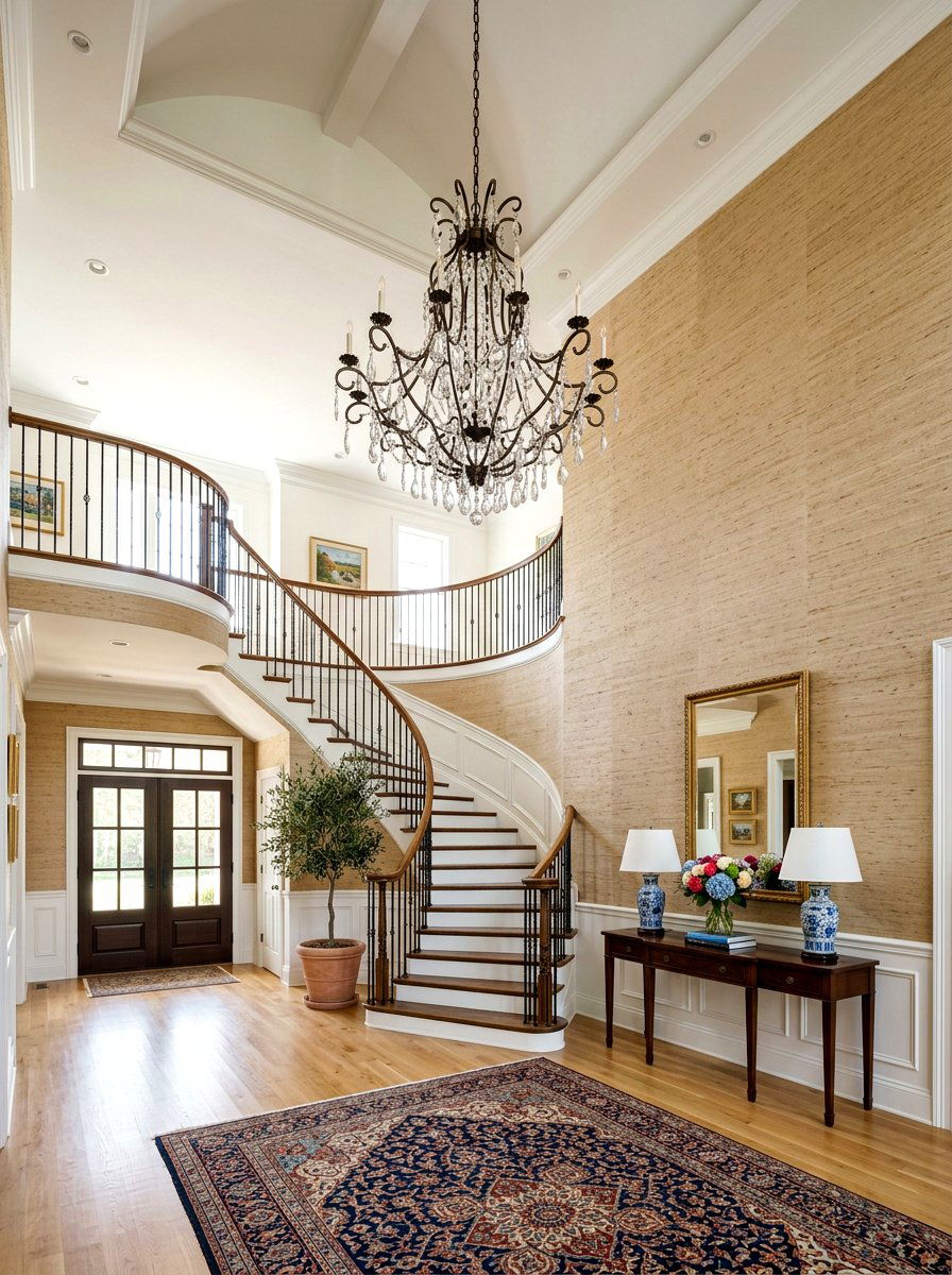 Textured Wallpaper - 30 two story foyer ideas