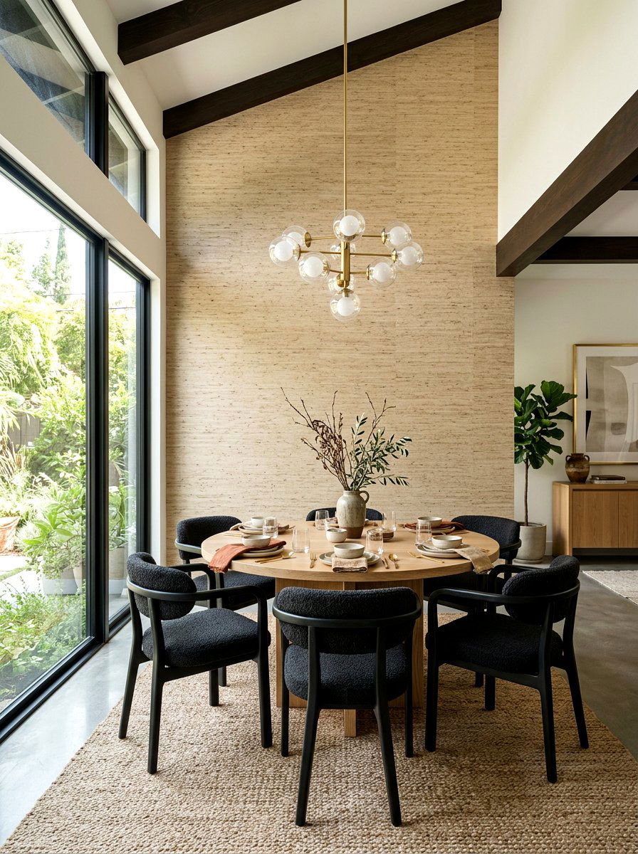 Textured Wallpaper Accent - 30 high ceiling decorating ideas