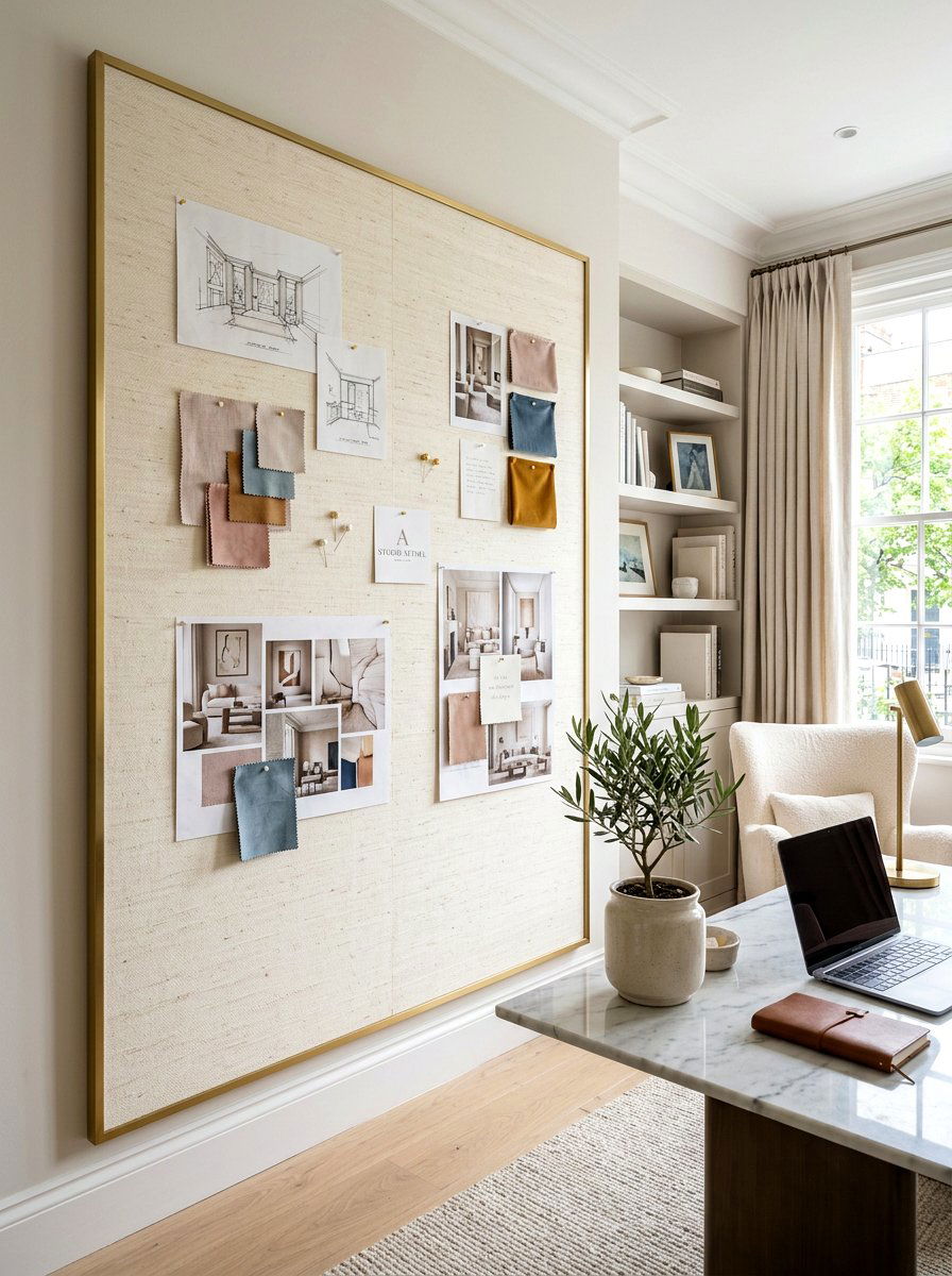Textured Wallpaper Pin Board - 30 pin board office wall ideas