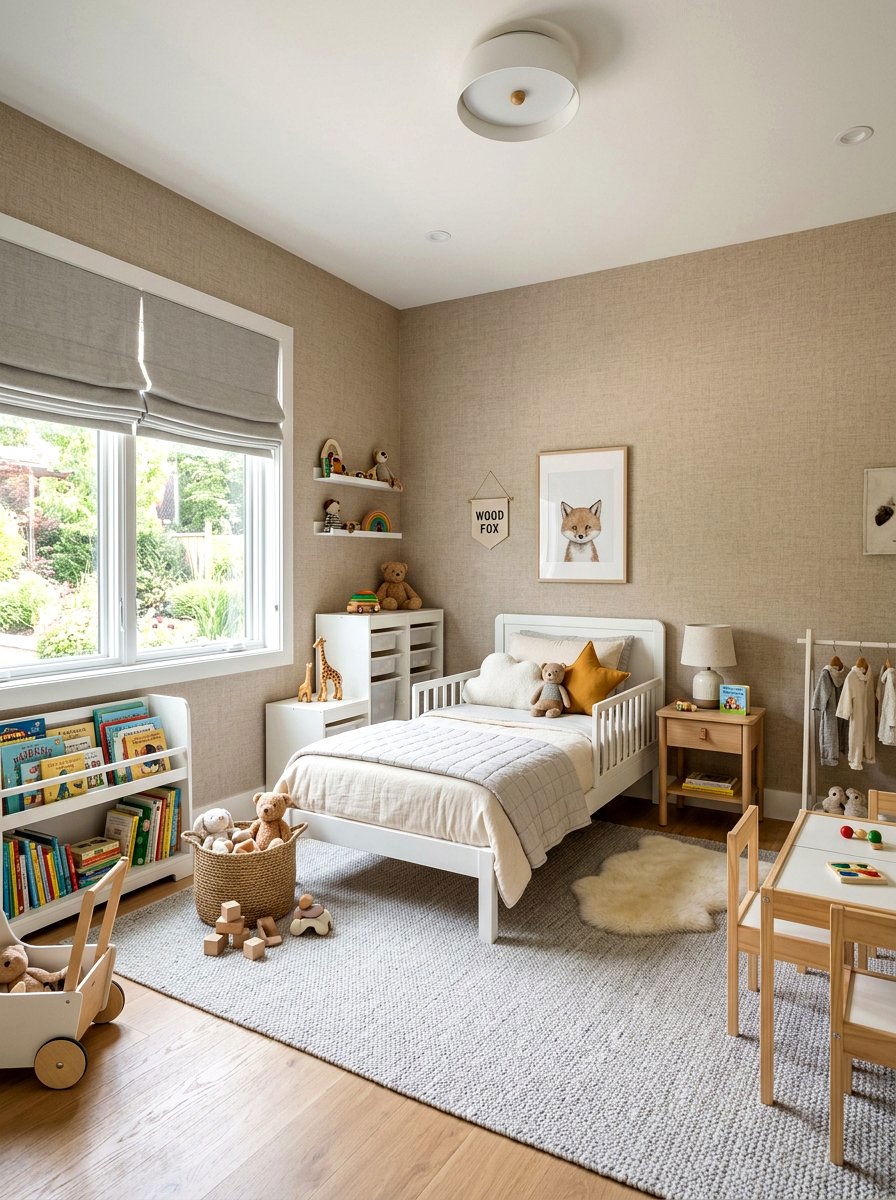 Textured Wallpaper Toddler Bedroom - 30 neutral toddler room ideas