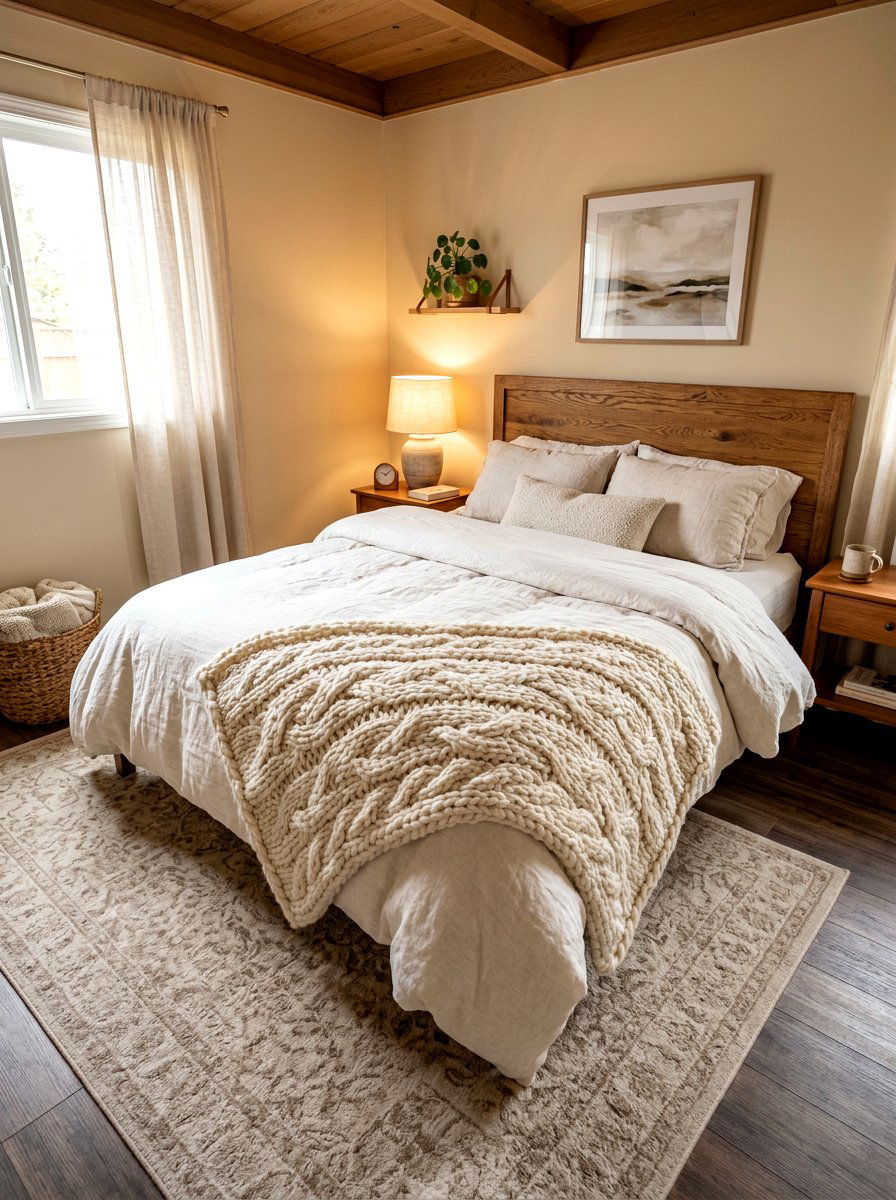 Textured Wool Throw - 30 organic modern bedroom ideas
