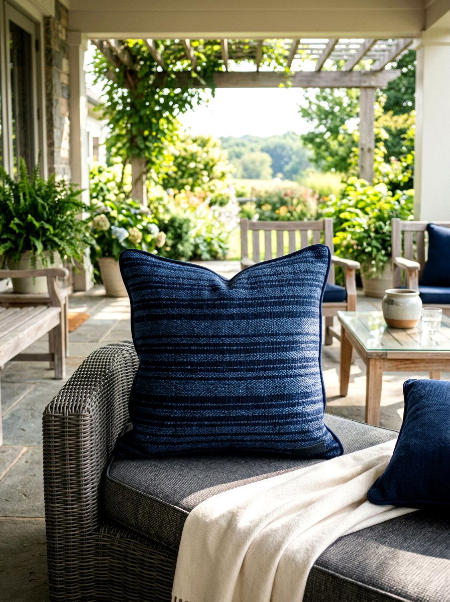 Textured Woven Stripe Porch Cushion - 30 striped outdoor cushion porch ideas