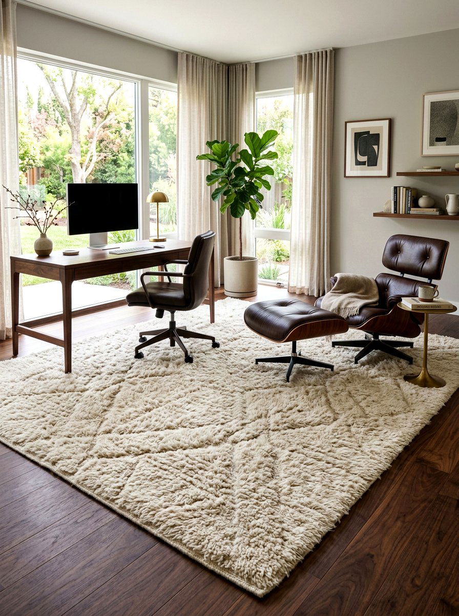 Textured area rug - 30 quiet luxury office ideas