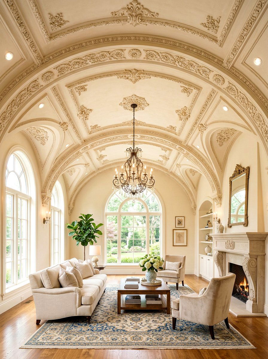 Textured ceiling vaulted living room - 30 vaulted living room ideas